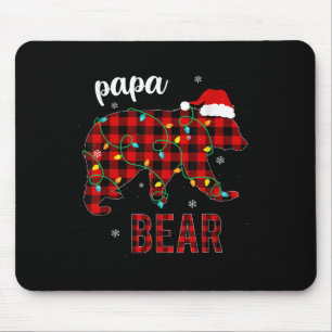 Papa Bear Funny Men Red Plaid Christmas Pajama Fam Mouse Pad