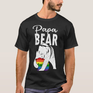 Papa Bear Gay Pride Rainbow Flag Lgbt Dad Camping T-Shirt