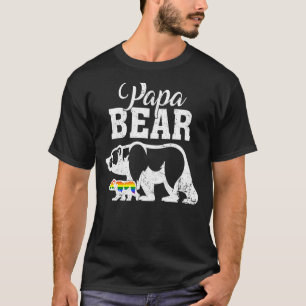 Papa Bear Gay Pride Rainbow Flag Lgbt Dad Camping  T-Shirt
