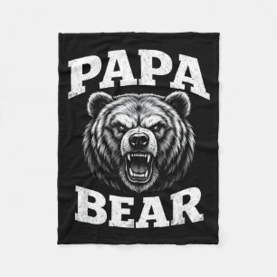 Papa bear grizzly head proud strong fathers day fleece blanket