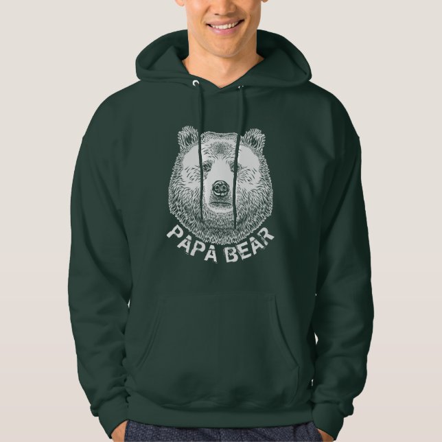 Papa Bear, Hand Drawn Illustration Hoodie (Front)