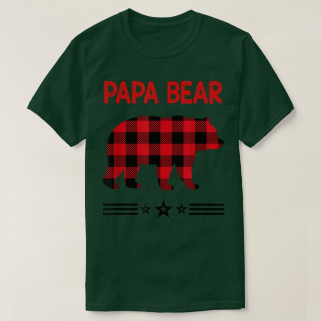 Papa Bear in red Plaid Bear  T-Shirt (Design Front)