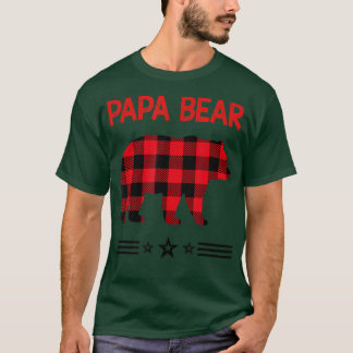 Papa Bear in red Plaid Bear  T-Shirt