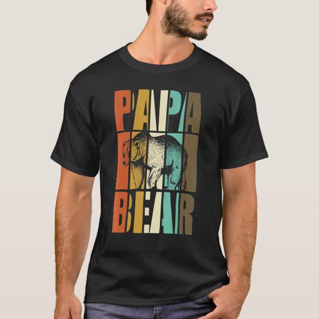 Papa Bear Love Family Cool Father   T-Shirt (Front)