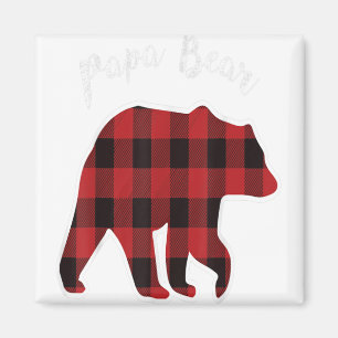 PAPA BEAR Men Red Plaid Christmas Pajama Family Da Magnet