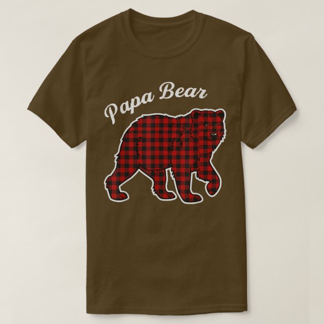 Papa Bear Men Red Plaid  T-Shirt (Design Front)