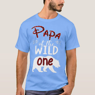 Papa Bear Of The Wild One Red Plaid Funny 1st Birt T-Shirt