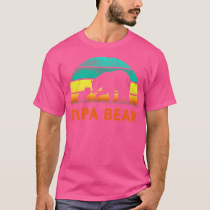 Papa Bear One Cub Vintage Sunset Fathers Day  T-Shirt