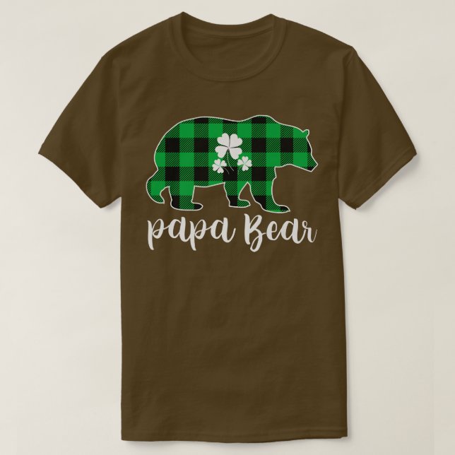 Papa Bear Pajama Green Buffalo Plaid Premium  T-Shirt (Design Front)