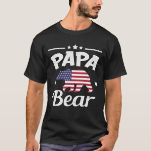 Papa Bear Patriotic Flag Matching 4th Of July T-Shirt