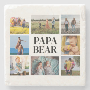 Papa Bear Photo Father's Day Stone Coaster