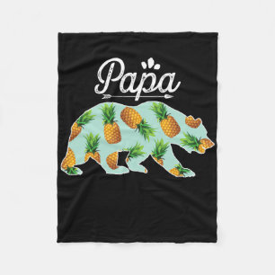 Papa Bear Pineapple Aloha Beaches Matching Couple Fleece Blanket