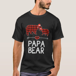 Papa Bear Red Plaid Christmas Bear Santa Xmas Paja T-Shirt
