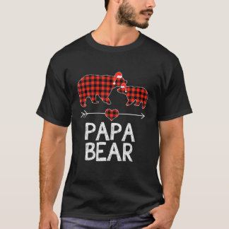 Papa Bear Red Plaid Christmas Bear Santa Xmas Paja T-Shirt