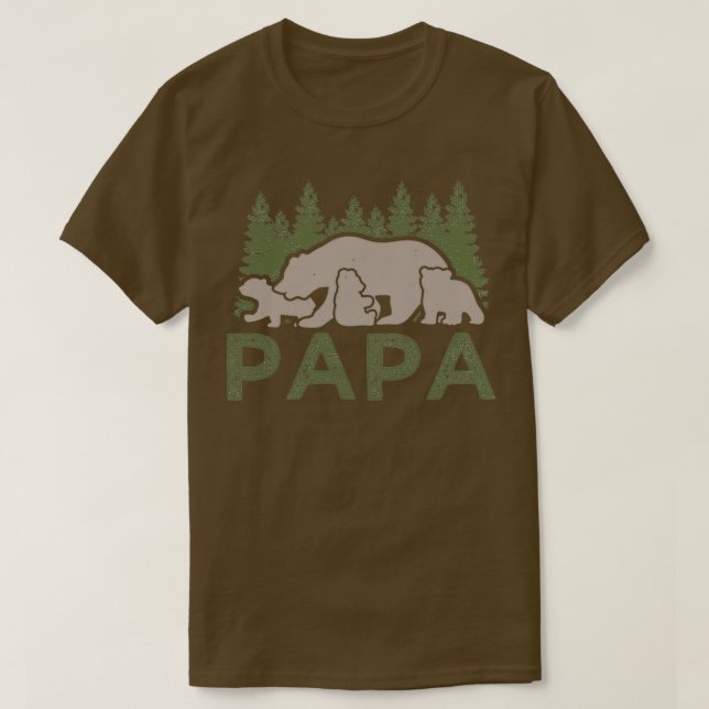 Papa Bear Shirt Papa Of Three Gift (Design Front)