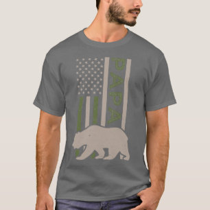 Papa Bear Shirt Patriotic US American Flag Gift