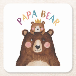Papa Bear Square Paper Coaster