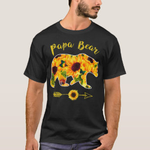 Papa Bear Sunflower  Funny Mother Father  T-Shirt