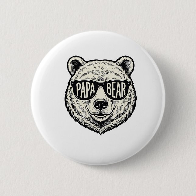 Papa Bear Sunglasses Bear Head Vector Design_1 6 Cm Round Badge (Front)