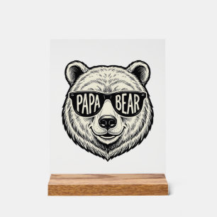 Papa Bear Sunglasses Bear Head Vector Design_1 Acrylic Sign