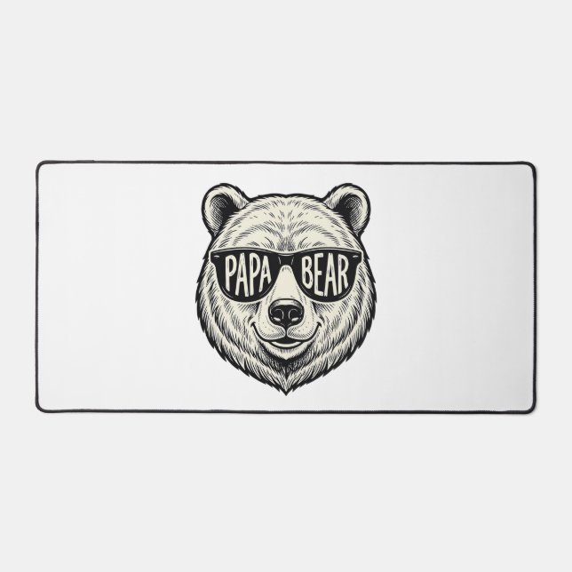 Papa Bear Sunglasses Bear Head Vector Design_1 Desk Mat (Front)