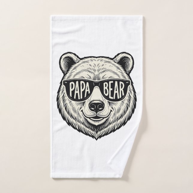 Papa Bear Sunglasses Bear Head Vector Design_1 Hand Towel (Hand Towel)