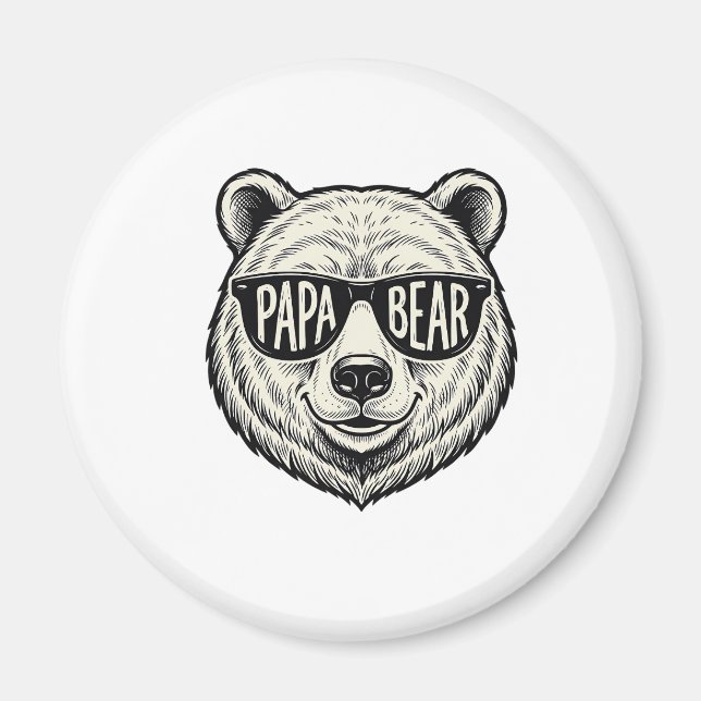 Papa Bear Sunglasses Bear Head Vector Design_1 Magnet (Front)