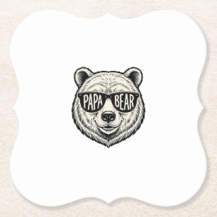 Papa Bear Sunglasses Bear Head Vector Design_1 Paper Coaster