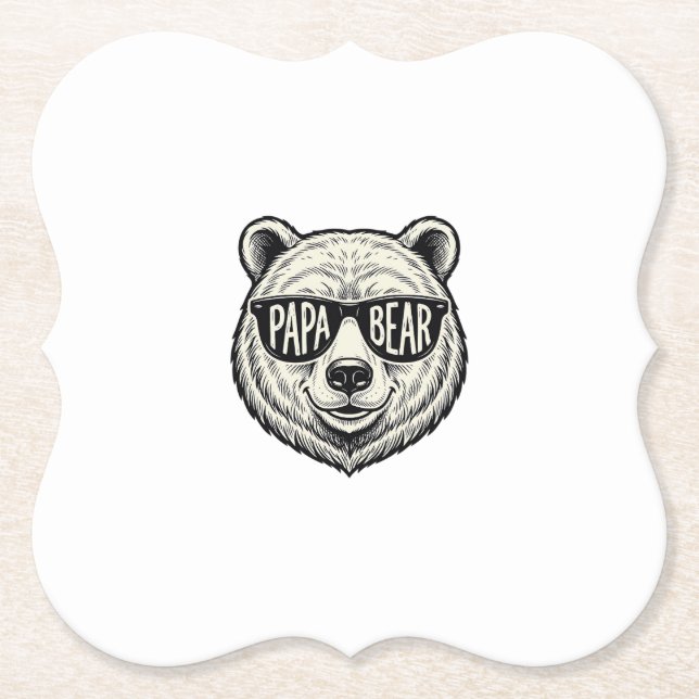 Papa Bear Sunglasses Bear Head Vector Design_1 Paper Coaster (Front)