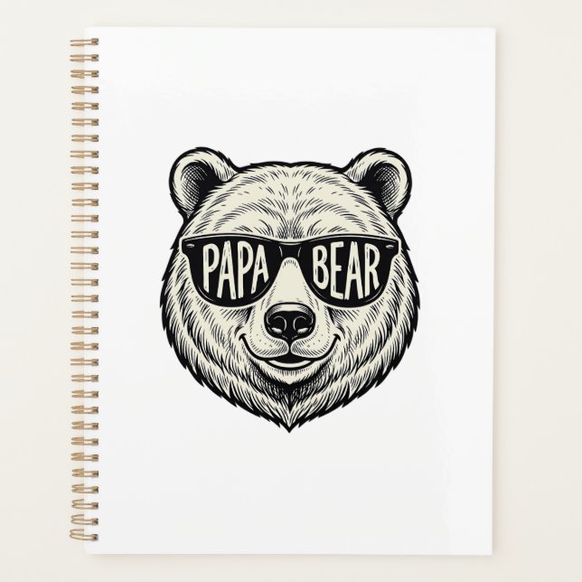 Papa Bear Sunglasses Bear Head Vector Design_1 Planner (Front)