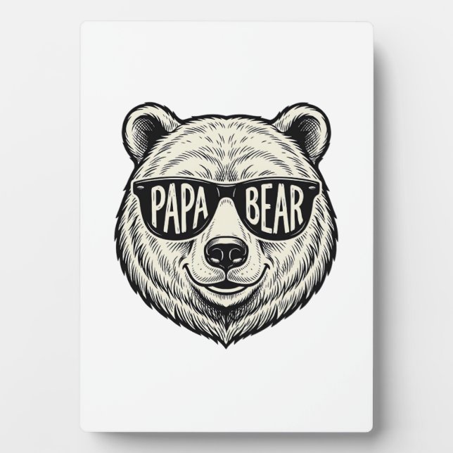 Papa Bear Sunglasses Bear Head Vector Design_1 Plaque (Front)