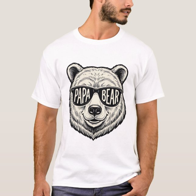 Papa Bear Sunglasses Bear Head Vector Design_1 T-Shirt (Front)