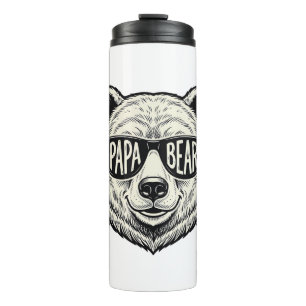 Papa Bear Sunglasses Bear Head Vector Design_1 Thermal Tumbler