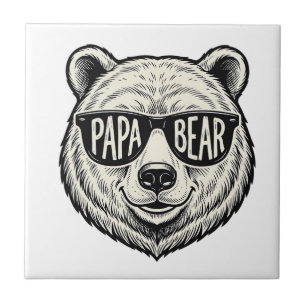 Papa Bear Sunglasses Bear Head Vector Design_1 Tile