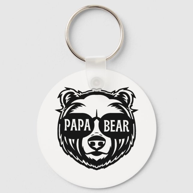 Papa Bear Sunglasses Father's Day  Key Ring (Front)