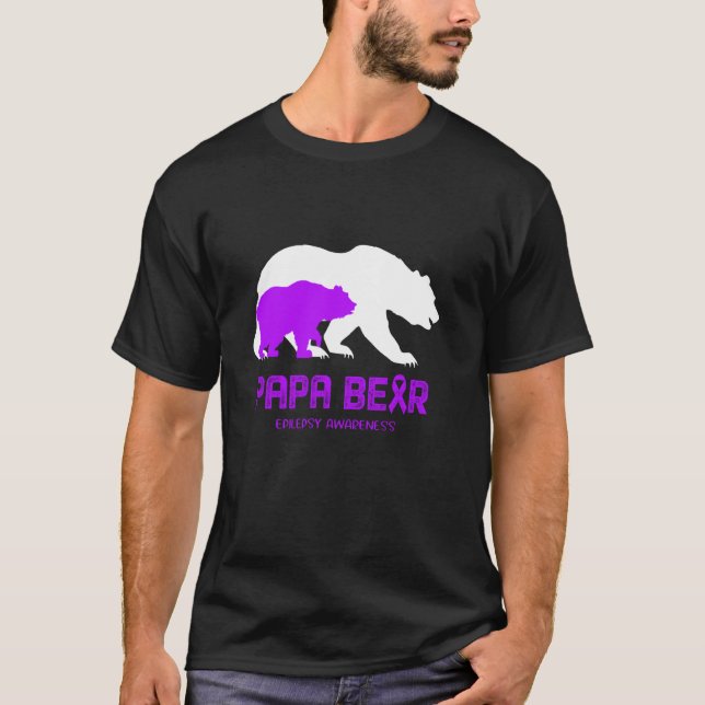 Papa Bear Support Epilepsy Awareness T-Shirt (Front)