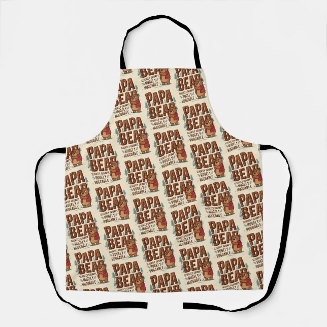 Papa Bear Vibes – Slightly Grumpy, Hugely Huggable Apron (Front)