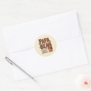 Papa Bear Vibes – Slightly Grumpy, Hugely Huggable Classic Round Sticker