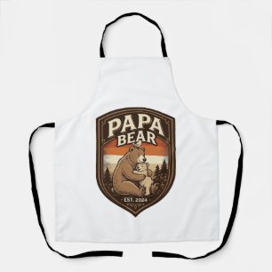 Papa Bear Vintage Engraving Bear Shirt Design_1 Apron