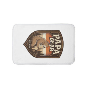 Papa Bear Vintage Engraving Bear Shirt Design_1 Bath Mat