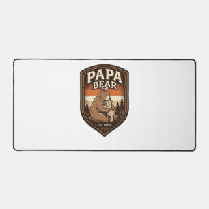 Papa Bear Vintage Engraving Bear Shirt Design_1 Desk Mat