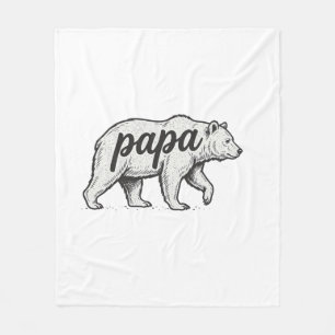 Papa Bear Vintage Engraving Vector Design_1 Fleece Blanket