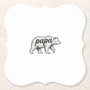 Papa Bear Vintage Engraving Vector Design_1 Paper Coaster