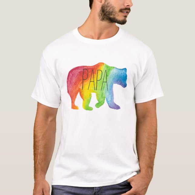 Papa Bear Watercolor Family Pride Tee (Front)