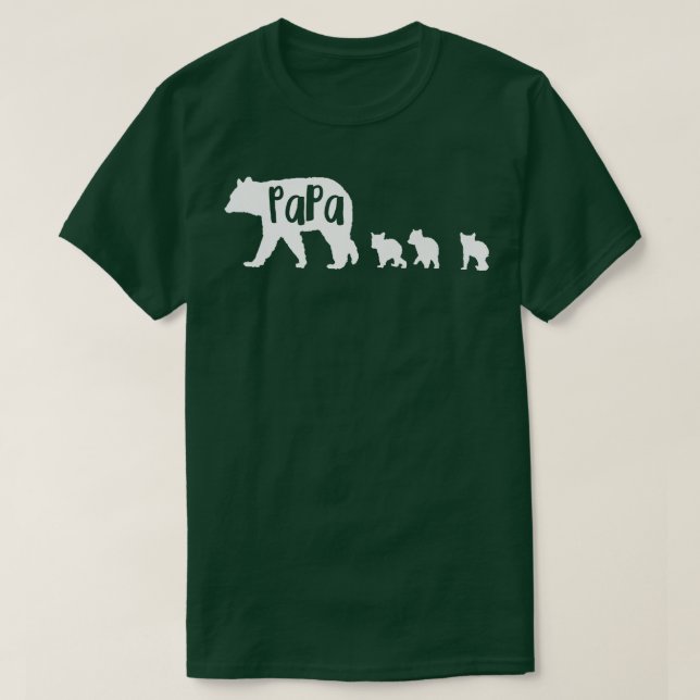 Papa Bear with 3 Three Cubs Fun Dad Father Gift Pr T-Shirt (Design Front)