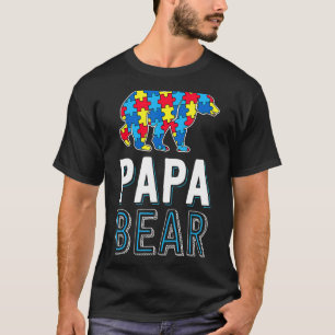Papa Bear World Autism Awareness Day Family Puzzle T-Shirt