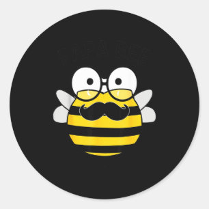Papa bee funny bee dad pun cute moustache father classic round sticker