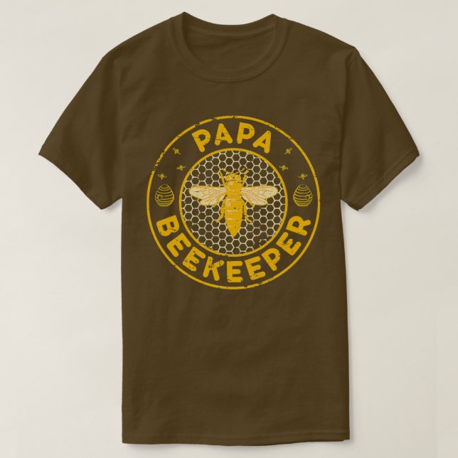 Papa Beekeeper Bee Whisperer Distressed Fathers Da T-Shirt (Design Front)