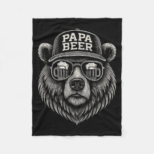 Papa Beer - Funny Dad Bear Drinking Humour Fleece Blanket