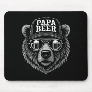 Papa Beer - Funny Dad Bear Drinking Humour Mouse Pad